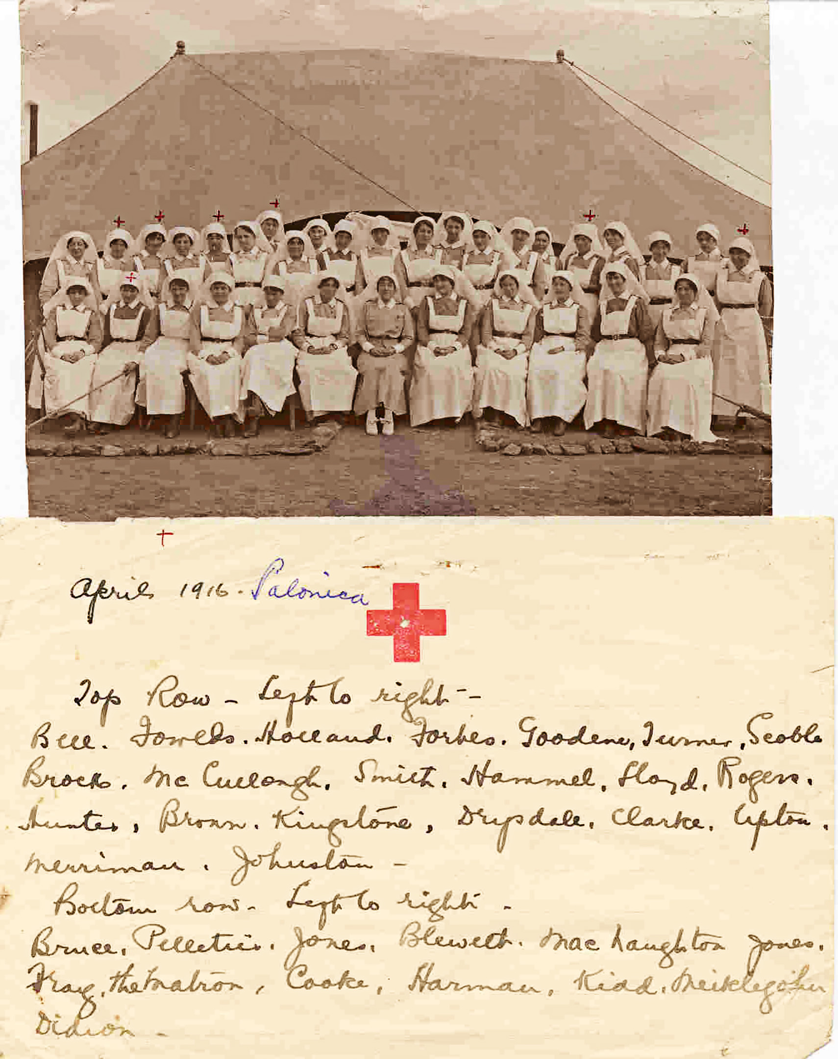 letter and image of world war 1 nurses
