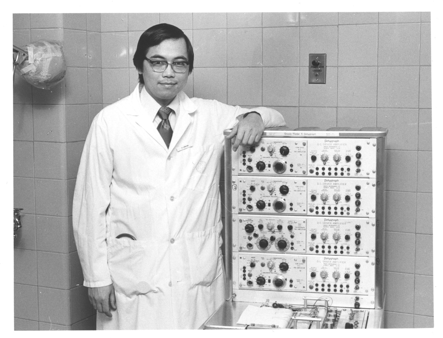 ray chiu in front of a modular computer